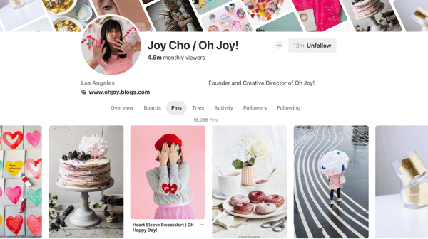 Kiat tentang cara meningkatkan jangkauan Pinterest Anda, contoh 6, contoh pin Pinterest Joy Cho