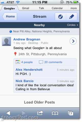 Tur Screenshot Aplikasi Web Google+ iPhone