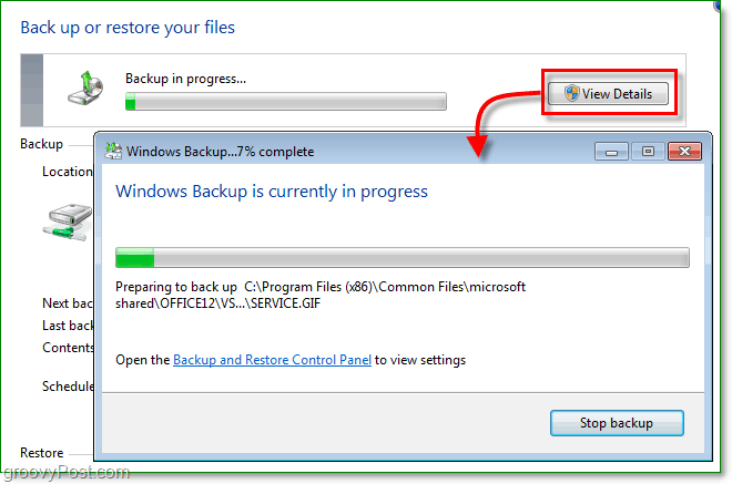 Pencadangan Windows 7 - pencadangan ini bisa memakan waktu