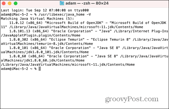 daftar mac dari java jdks yang diinstal