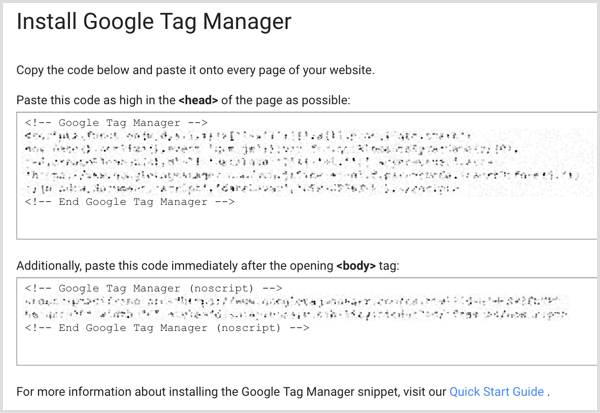 Kode instal Google Tag Manager di situs web