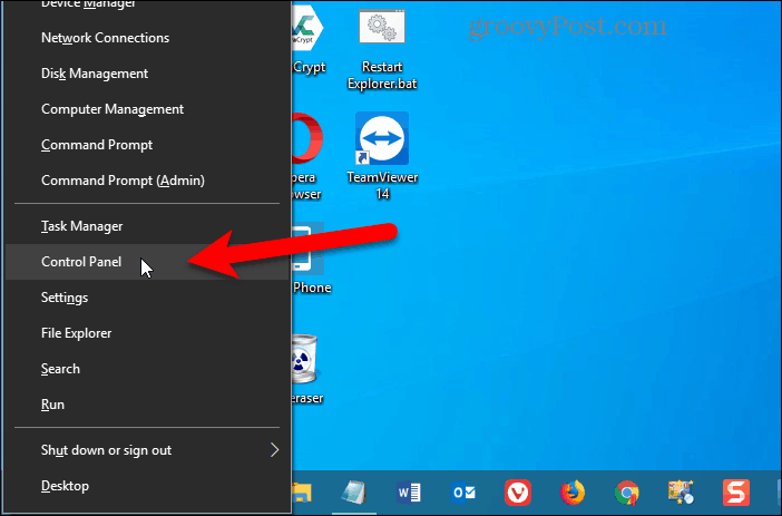 Control Panel ditambahkan ke menu Win + X di Windows 10