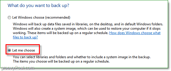 Windows 7 Backup - pilih folder mana yang ingin Anda backup