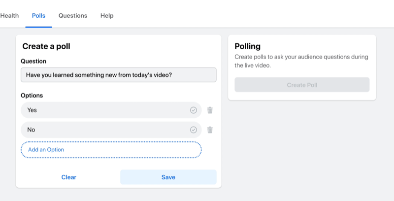 Facebook live streaming pilihan untuk membuat polling