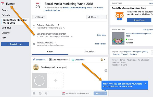  Facebook sekarang memudahkan admin dan pembuat acara untuk merencanakan dan menjadwalkan posting di halaman Acara Facebook mereka.