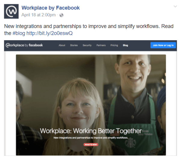 Facebook mengumumkan beberapa integrasi dan kemitraan baru dalam alat komunikasi tim Workplace by Facebook-nya.