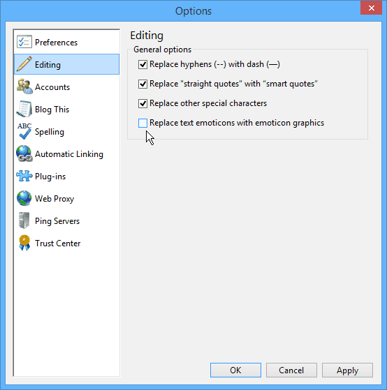 Editing Windows Live Writer