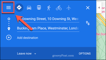 Mengakses menu Google Maps