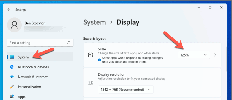 Ubah skala pada Windows 11