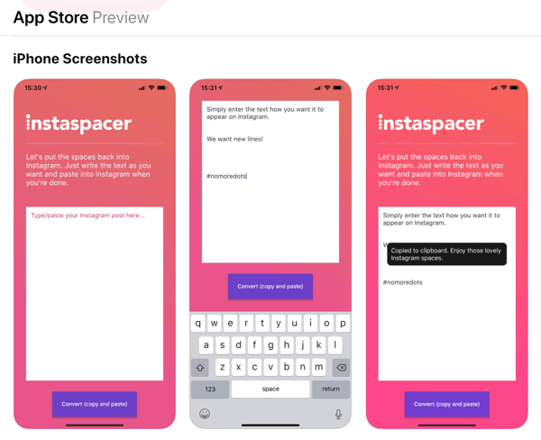 Aplikasi Instaspacer untuk keterangan foto Instagram