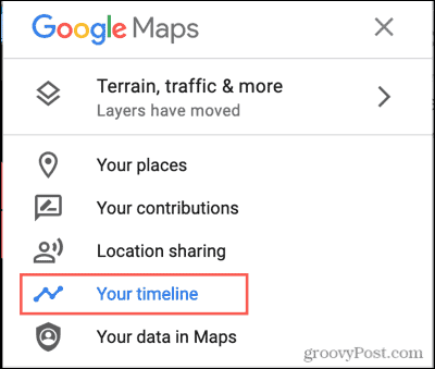 Menu Google Maps, Linimasa Anda