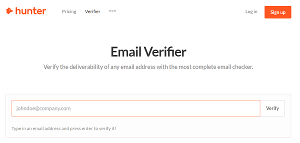 Gunakan alat, seperti Hunter, untuk memverifikasi alamat email penjaga gerbang.