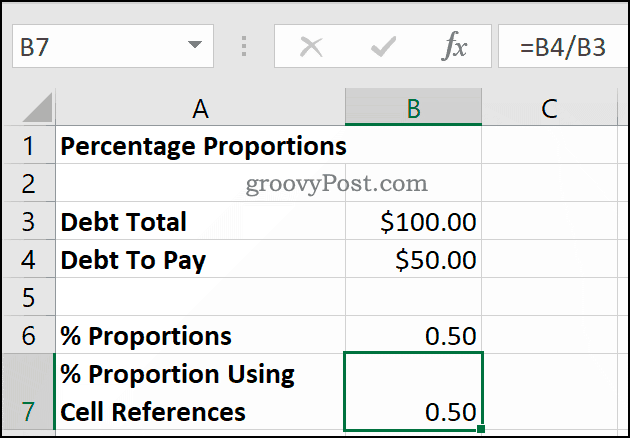 Menghitung Persentase sebagai proporsi menggunakan Microsoft Excel