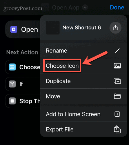 pintasan iphone pilih ikon