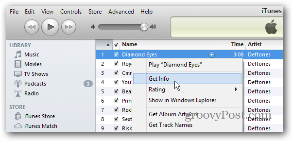 iTunes Dapatkan Info