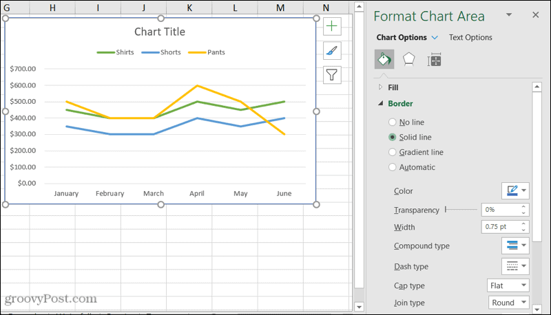 Format bilah sisi Bagan di Excel