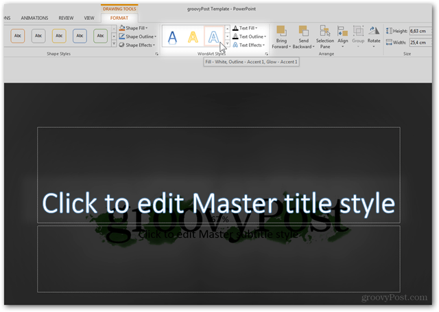 Buat Template Desain Kantor 2013 POTX Kustomisasi Slide Slide Tutorial Cara WordArt Style Font Warna Properti Text Preset Edit