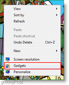 windows 7 feed reader akses menu konteks gadget