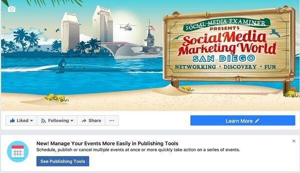 Facebook mempermudah pengelolaan Acara Facebook dari Halaman dalam Alat Penerbitan.