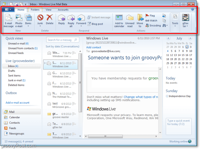pita baru keren untuk windows live mail
