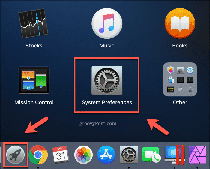 Meluncurkan Preferensi Sistem dari Launchpad di macOS