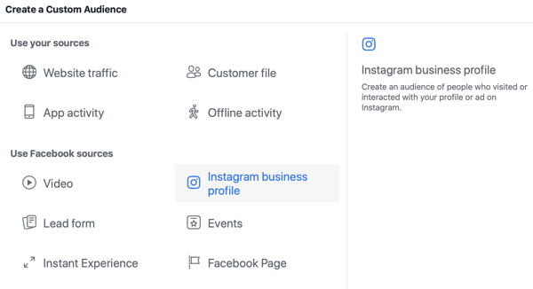 Cara mengembangkan pengikut Instagram Anda secara strategis, langkah 3, pilih opsi sumber profil bisnis Instagram