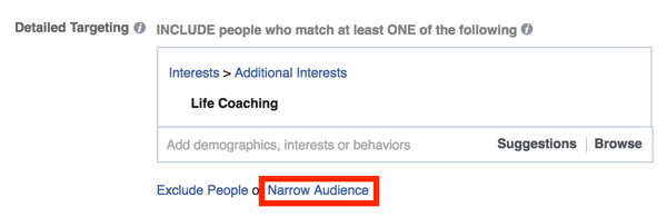 iklan facebook audiens yang sempit