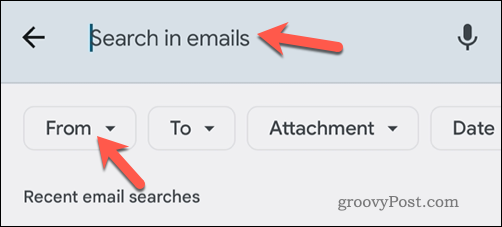 Mencari email Gmail melalui email di aplikasi seluler