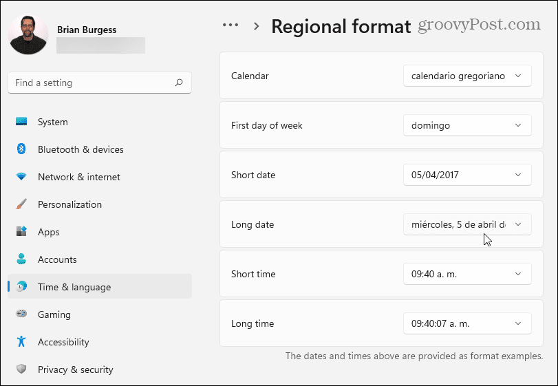 Windows format regional manual 11