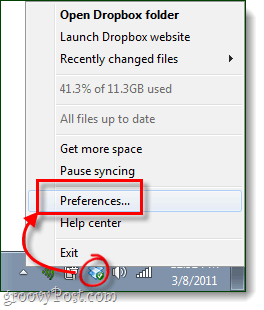 ikon taskbar preferensi dropbox