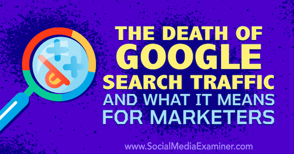 Kematian Lalu Lintas Pencarian Google dan Apa Artinya bagi Pemasar yang menampilkan pemikiran Michael Stelzner, pendiri Penguji Media Sosial.