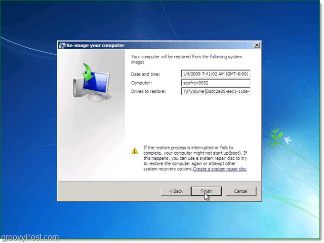 konfirmasi gambar sistem Windows 7 Anda adalah yang benar