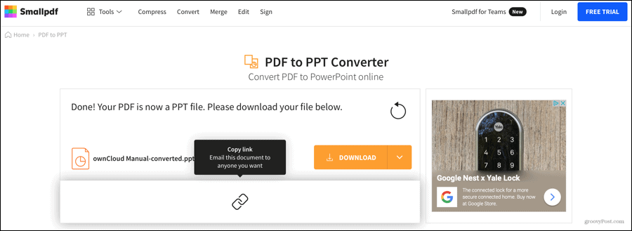 Smallpdf Mengonversi PDF ke PowerPoint