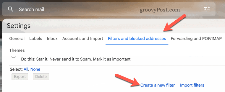 Buat filter Gmail