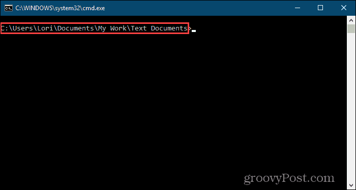 Jendela Command Prompt terbuka ke folder tertentu di Windows
