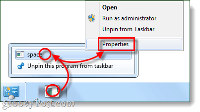 properti shortcut taskbar klik kanan