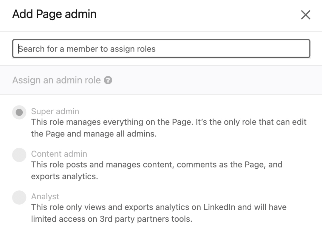 gambar kotak dialog Add Page Admin di Linkedin