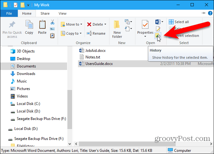 Klik Riwayat di File Explorer