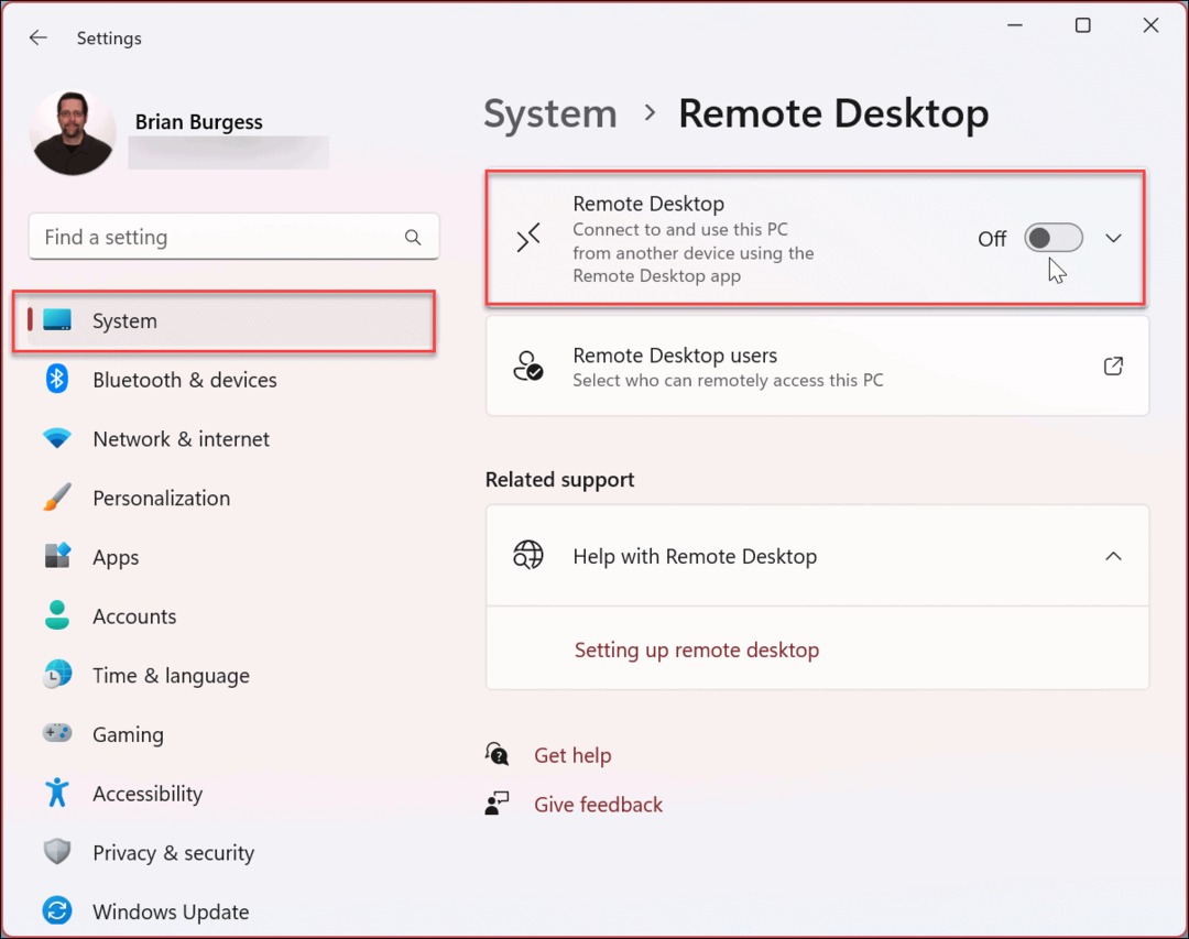 Nonaktifkan Remote Desktop di Windows 11