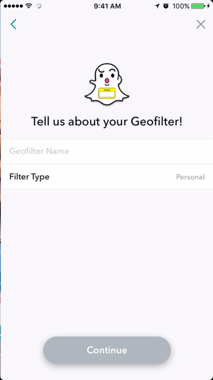 Tambahkan nama untuk geofilter Snapchat Anda.