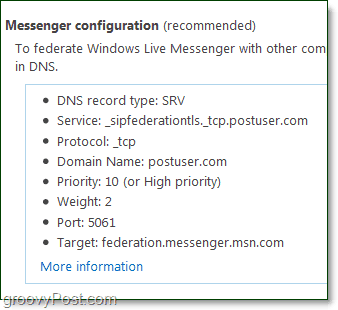 atur konfigurasi Messenger Anda untuk menggunakan windows live messenger dengan domain Anda