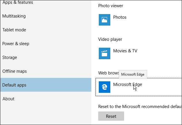 Edge Browser Default Windows 10