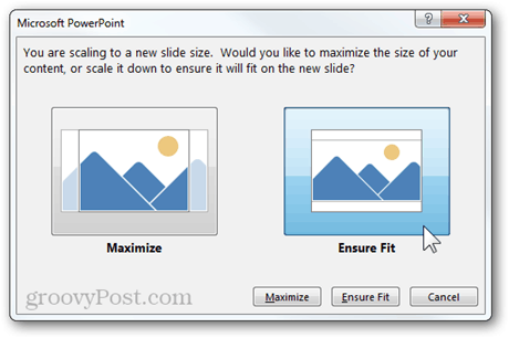 skala fitur aspek rasio ukuran baru powerpoint 2013 memaksimalkan memastikan pas