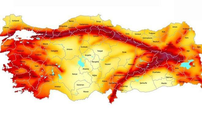 Peta risiko gempa Türkiye