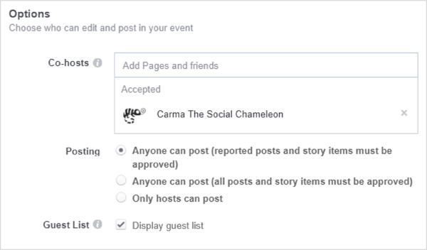 ALTUntuk menambahkan profil co-host satu per satu, Anda harus berteman dengan orang tersebut, atau Anda dapat menambahkan halaman.