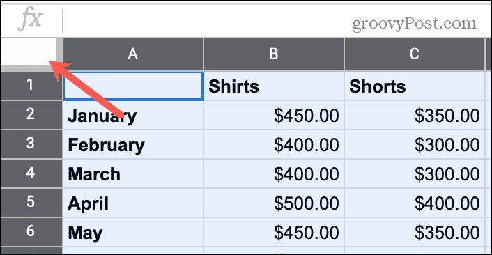 Pilih Sheet di Google Sheets