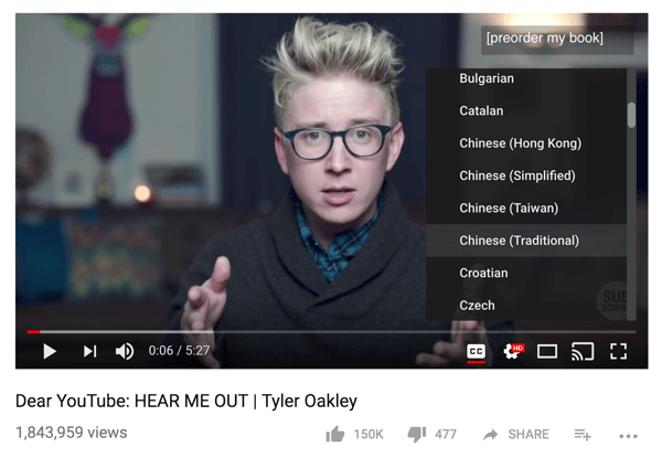 Komunitas Tyler Oakley menerjemahkan salah satu video YouTube-nya ke dalam 68 bahasa berbeda.