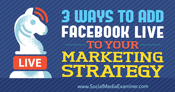 3 Cara Menambahkan Facebook Live ke Strategi Pemasaran Anda oleh Matt Secrist di Penguji Media Sosial.