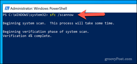 Menjalankan Alat SFC di Windows PowerShell
