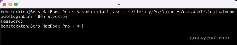 Aktifkan autologin di Mac menggunakan Terminal